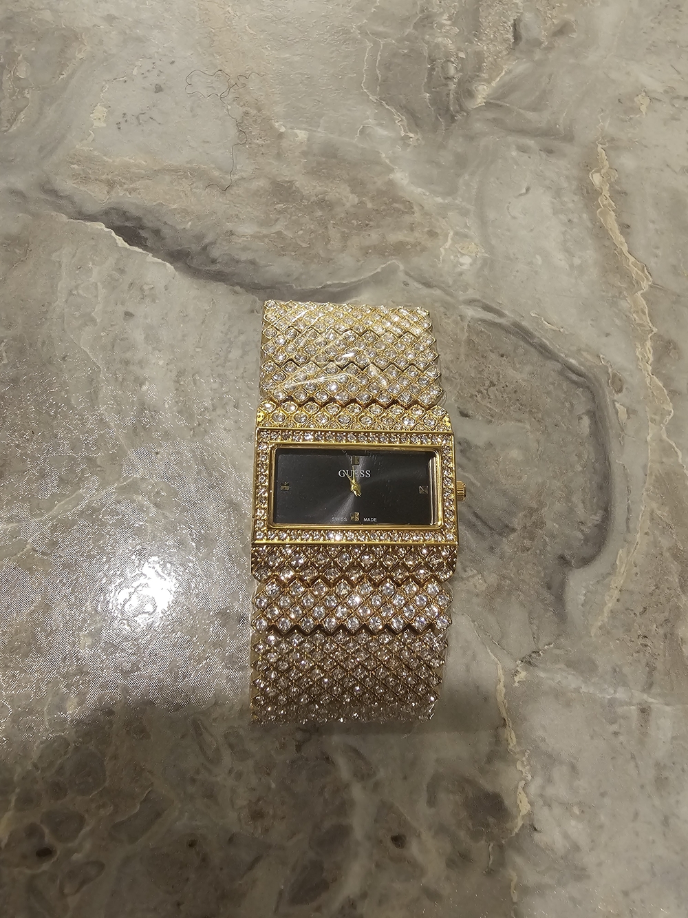 GUESS Gold-Tone Crystal Mesh Bracelet Watch - Gold